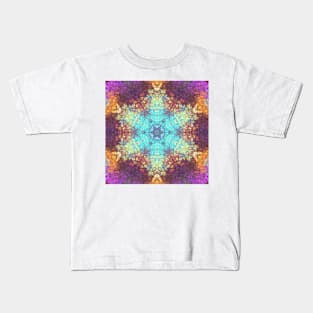 Digital Mandala Blue Yellow and Purple Kids T-Shirt